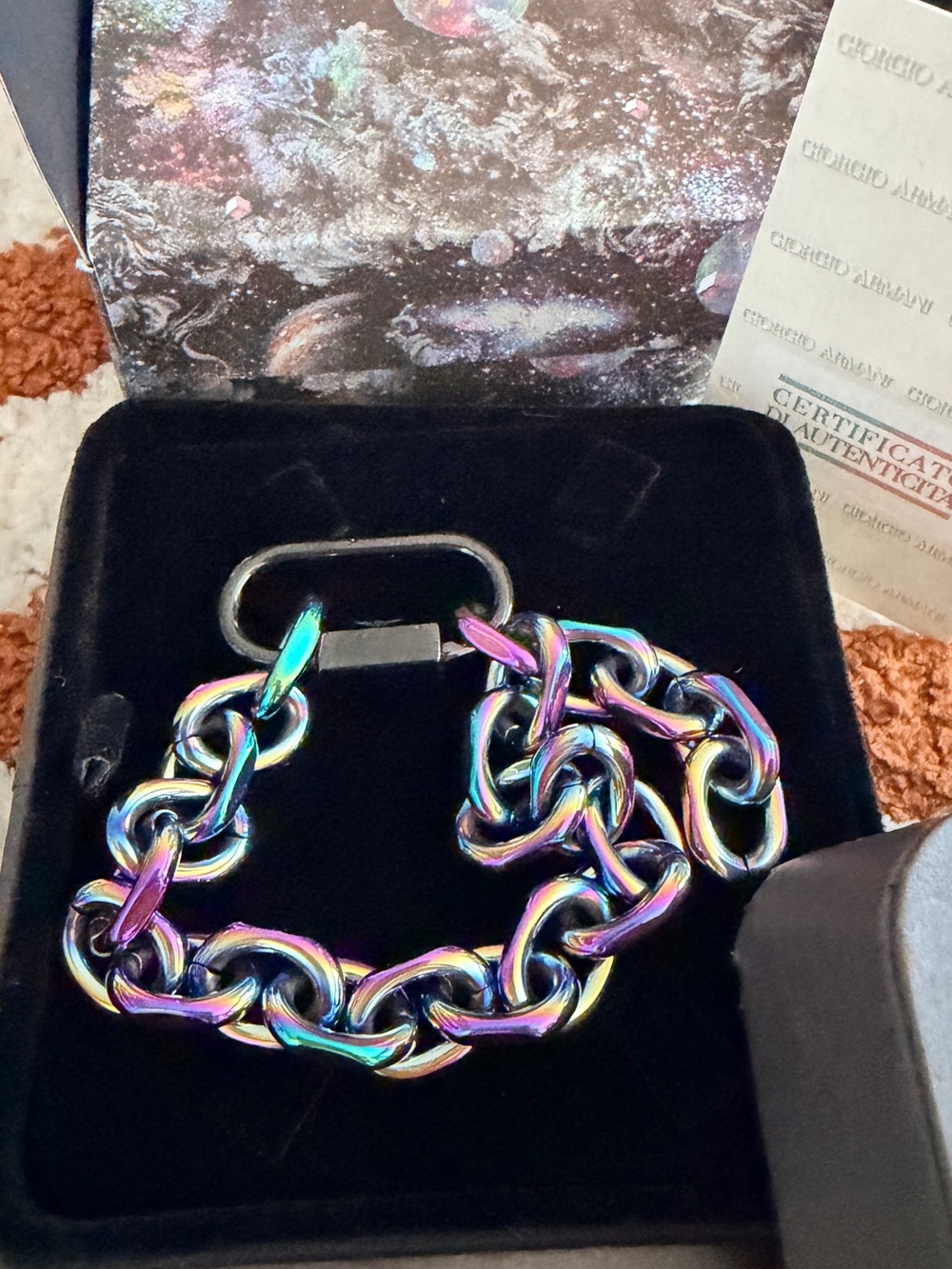 Emporio Armani, Iridescent Multi-Color Chain Link Bracelet -
